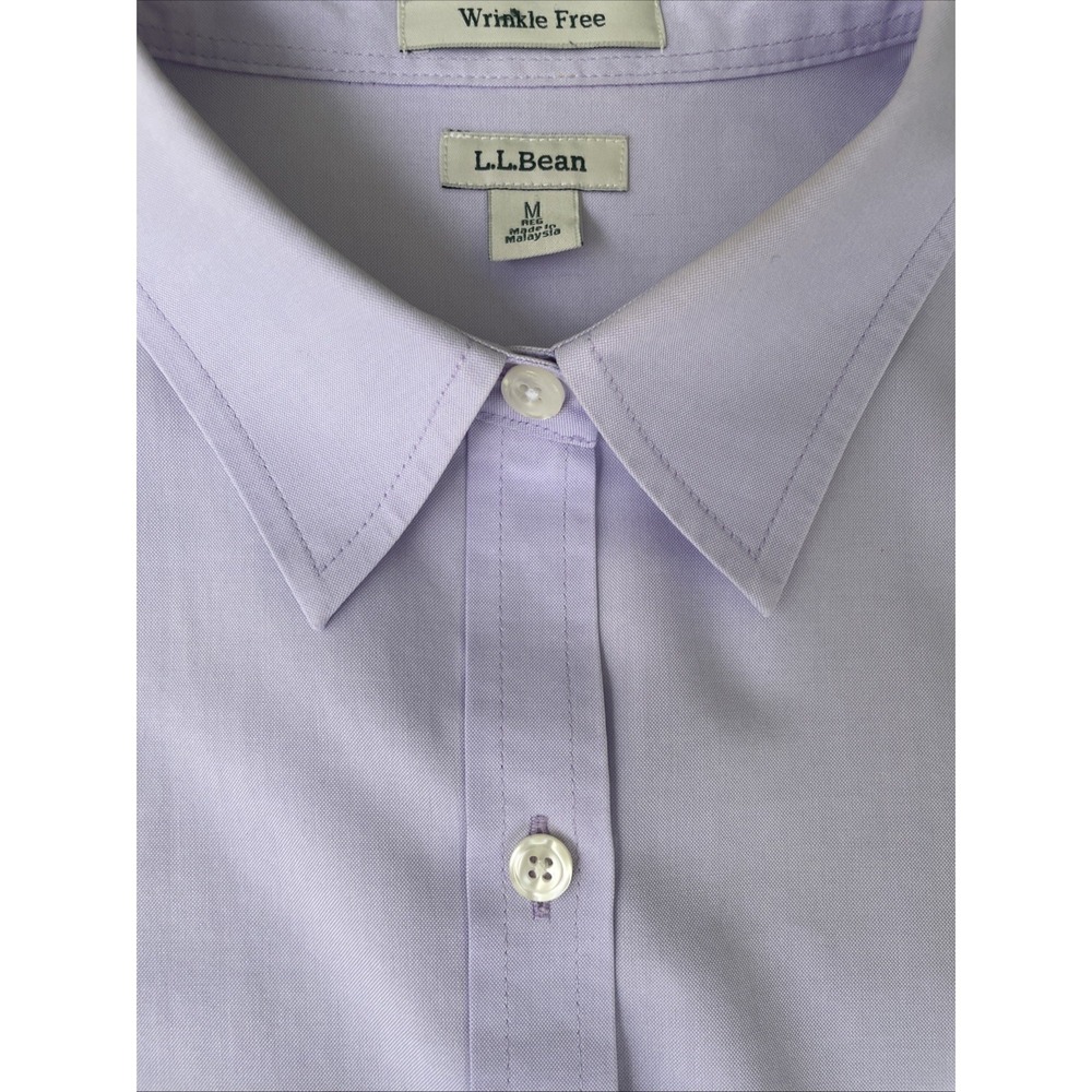LL Bean Womens Lavender Purple Wrinkle Free 3/4 Sleeve Button Down Shirt Size M